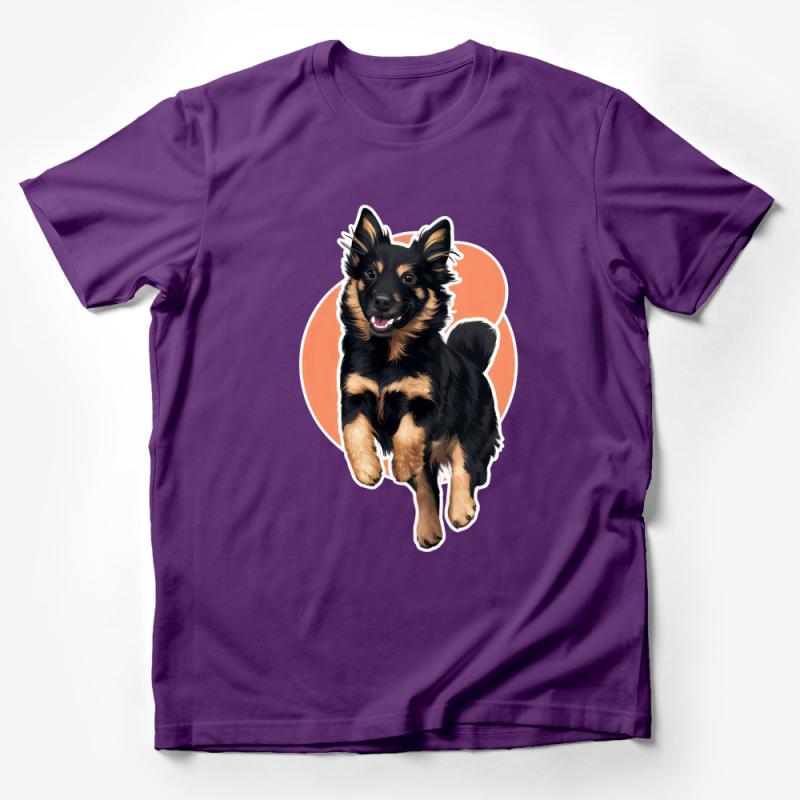 Cute Black and Tan Puppy T-Shirt, Adorable Dog Lover Tee, Unisex Soft Cotton Shirt, Animal Graphic Print Top for All Ages Male T-Shirt