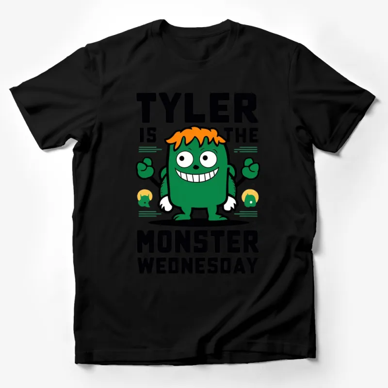 Tyler the Monster Wednesday Funny Cartoon Graphic T-Shirt, Green Monster Cute Kids Tee, Gift for Children Male T-Shirt