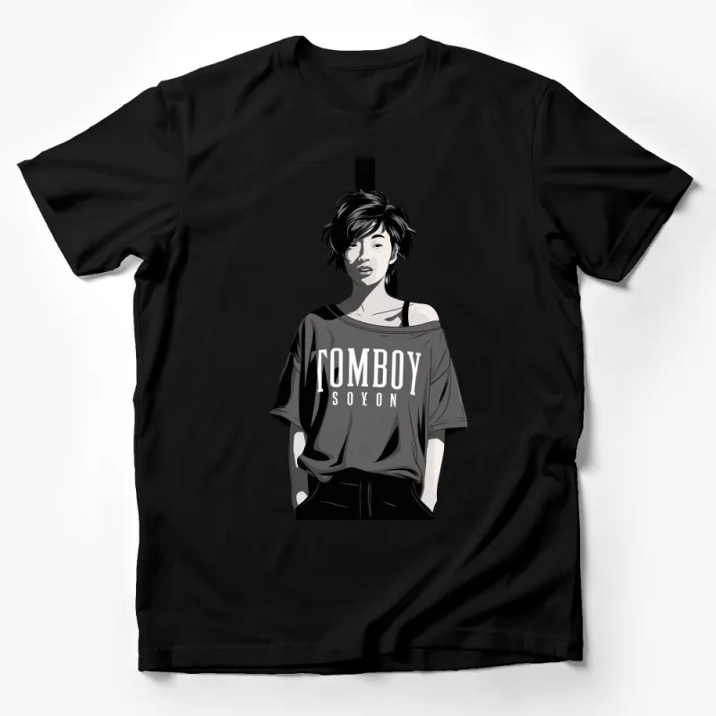 Trendy Tomboy Soyon Graphic Tee, Stylish Monochrome Women's T-Shirt Male T-Shirt