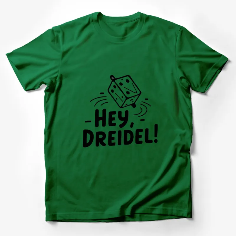 Hey Dreidel Graphic T-Shirt, Fun Hanukkah Holiday Tee, Black and White Unisex Shirt for All Ages Male T-Shirt