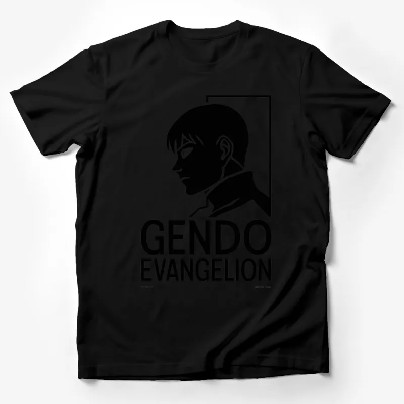 Gendo Evangelion Graphic T-Shirt, Anime Character Silhouette Tee, Black and White Unisex Shirt Male T-Shirt