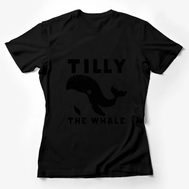 Tilly the Whale Graphic T-Shirt, Cute Whale Illustration, Ocean Animal Tee, Black and White Female T-Shirt