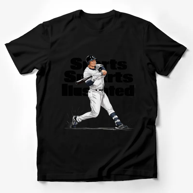 Vintage Baseball Player T-Shirt, Sports Illustrated Style Art, Athletic Menswear, Home Run Graphic Tee Male T-Shirt