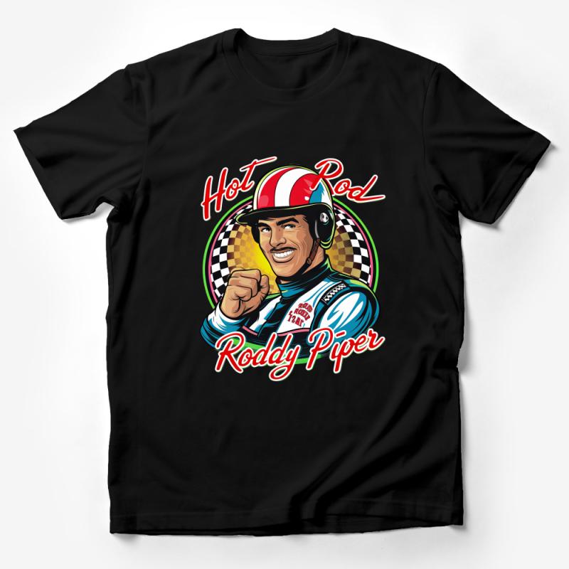 Vintage Racer T-Shirt, Hot Rod Roddy Piper, Classic Racing Tee, Retro Graphic Shirt, Men's Fashion, Car Enthusiast Gift, Checkered Flag Male T-Shirt