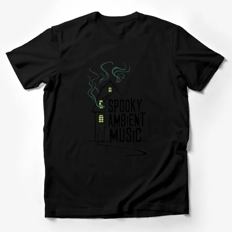 Spooky Ambient Music T-Shirt, Halloween Spooky House Graphic Tee, Unisex Adult Sizes Male T-Shirt