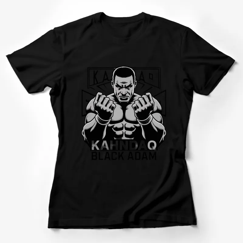 Black Adam Kahndaq T-Shirt, Superhero Graphic Tee, Cool Comic Book Character Shirt, Bold Black and White Design Female T-Shirt