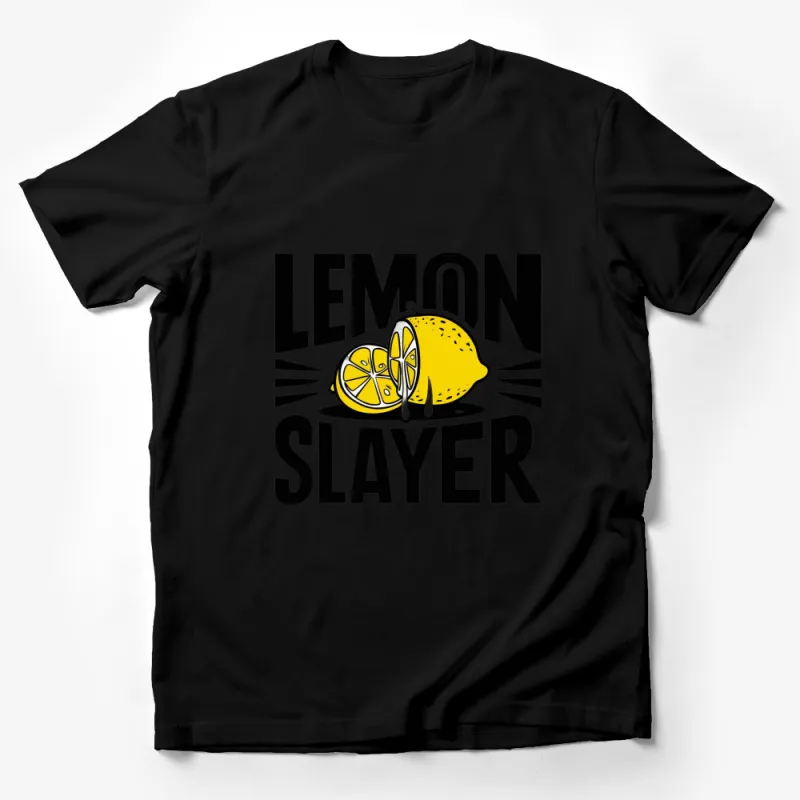 Lemon Slayer Graphic T-Shirt, Bold Yellow Lemon Design Tee, Citrus Fruit Funky Summer Shirt, Unique Lemon Lover Gift, Unisex Tee Male T-Shirt