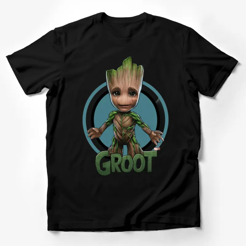 Cute Groot Graphic T-Shirt for Marvel Fans, Cartoon Style Character Tee, Unisex Apparel Male T-Shirt