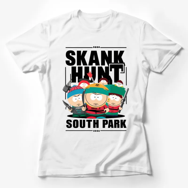 South Park Skank Hunt Cartoon Graphic T-Shirt, Funny Animated TV Show Tee, Unisex Adult Clothing Female T-Shirt