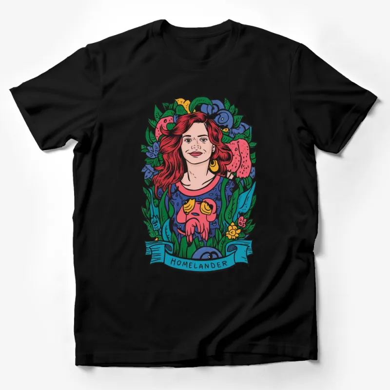 Homelander Floral Portrait T-Shirt, Colorful Art Tee, Unique Graphic Design Shirt for Men and Women Male T-Shirt