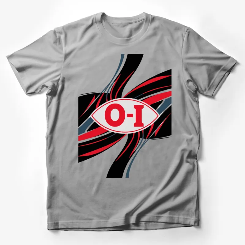 Abstract Red and Black O-1 Design T-Shirt, Bold Graphic Pattern Tee, Unisex Casual Fashion Top Male T-Shirt