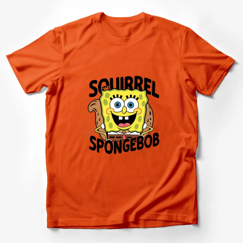 SpongeBob SquarePants T-Shirt - Cartoon Graphic Tee, Fun Yellow Sponge Squirrel Design, Unisex Male T-Shirt