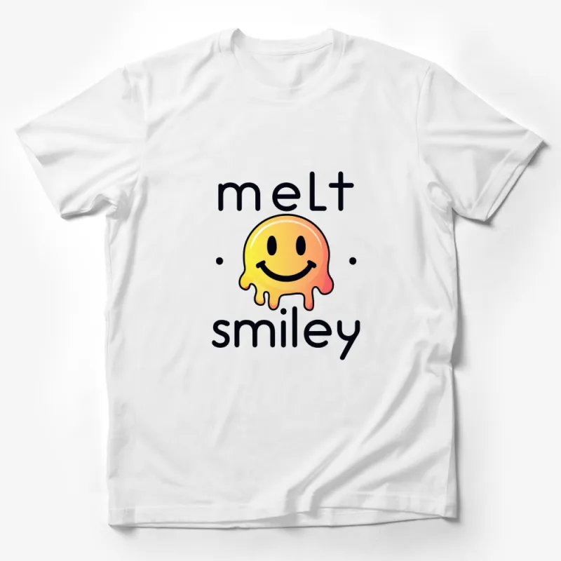 Melt Smiley Face T-Shirt, Colorful Melting Smile Design, Unisex Graphic Tee, Fun Summer Top Male T-Shirt