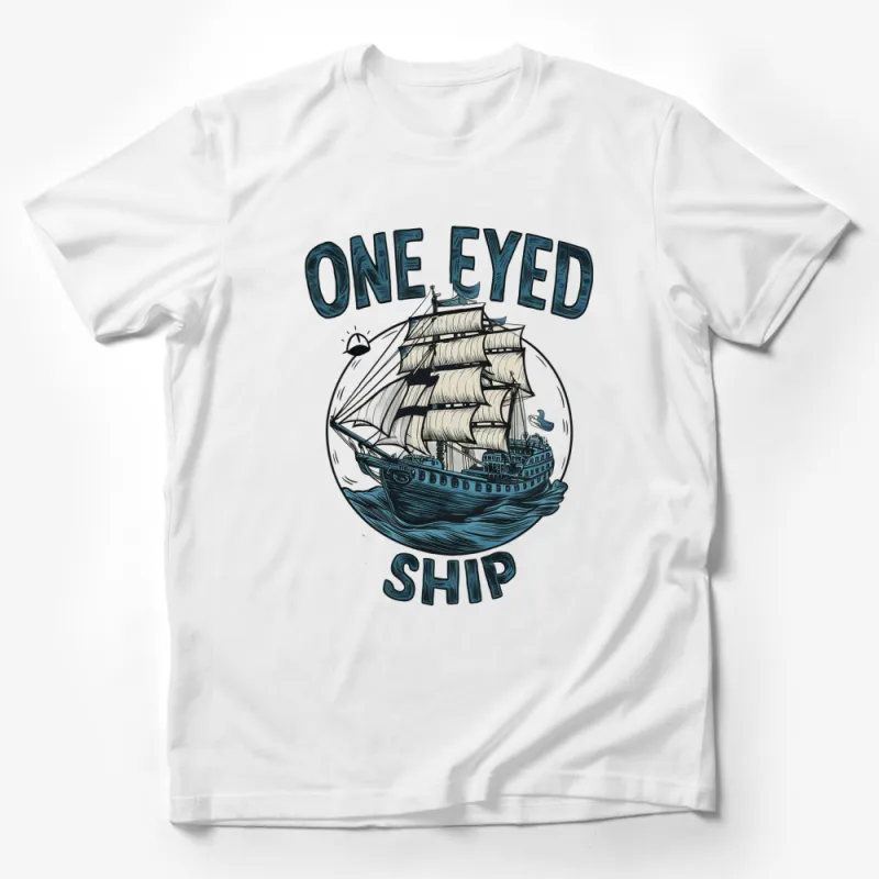 One Eyed Ship Graphic T-Shirt, Nautical Pirate Ship Design, Vintage Sea Vessel, Ocean Adventure Tee, Unisex Adult Clothing Male T-Shirt