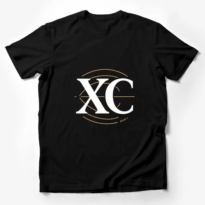 Elegant Black T-Shirt with Gold and White Monogram XC Design, Perfect for All Occasions Male T-Shirt