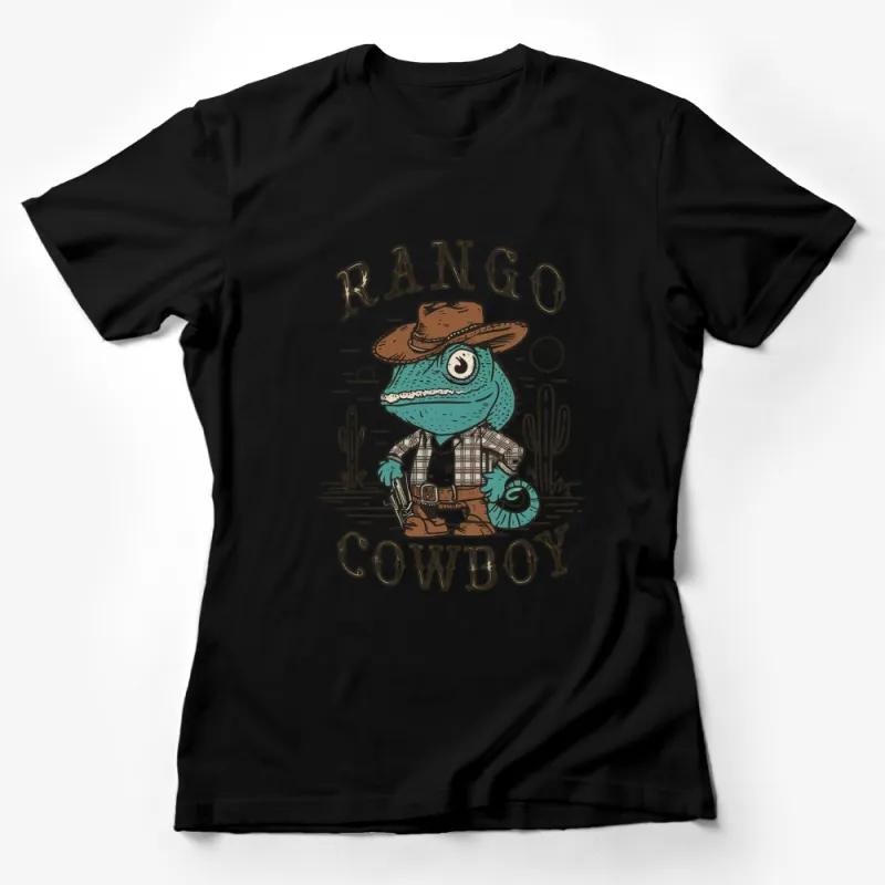 Rango Cowboy Alligator Graphic T-Shirt, Western Style Vintage Art, Unisex Casual Wear Female T-Shirt