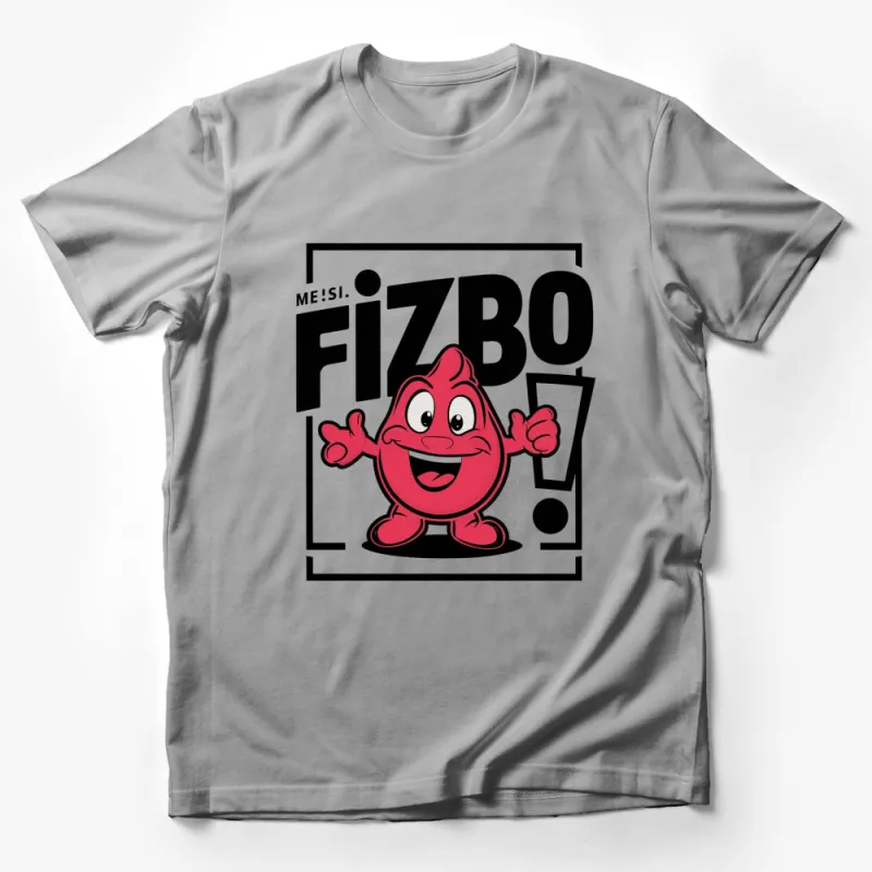 Fizbo Character T-Shirt, Bold Red Cartoon Graphic, Funny and Cute, Casual Wear Male T-Shirt