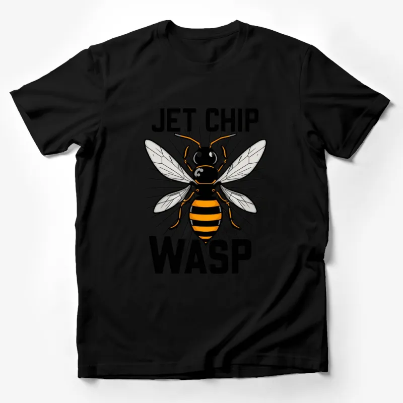 Jet Chip Wasp Graphic T-Shirt, Unique Insect Design Tee, Bold Black and White Style Shirt Male T-Shirt