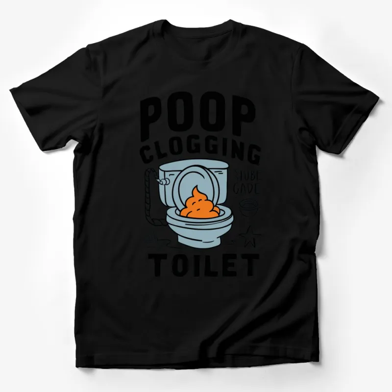 Funny Poop Clogging Toilet T-Shirt, Humorous Plumbing Graphic Tee, Perfect Gift for Plumbers and Pranksters Male T-Shirt