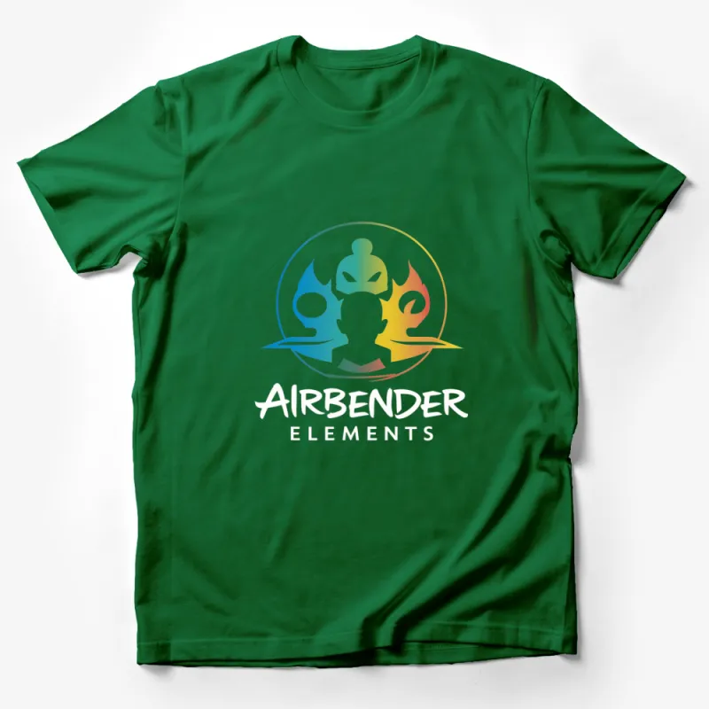 Avatar Airbender Elements T-Shirt, Colorful Water Earth Fire Air Design Tee Male T-Shirt