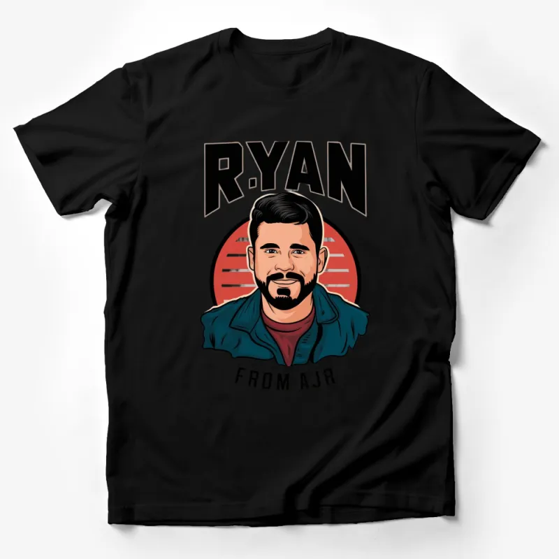 Ryan Portrait Graphic T-Shirt, Bold Red and Black Design, Casual Streetwear Tee, Unique Apparel Gift Male T-Shirt