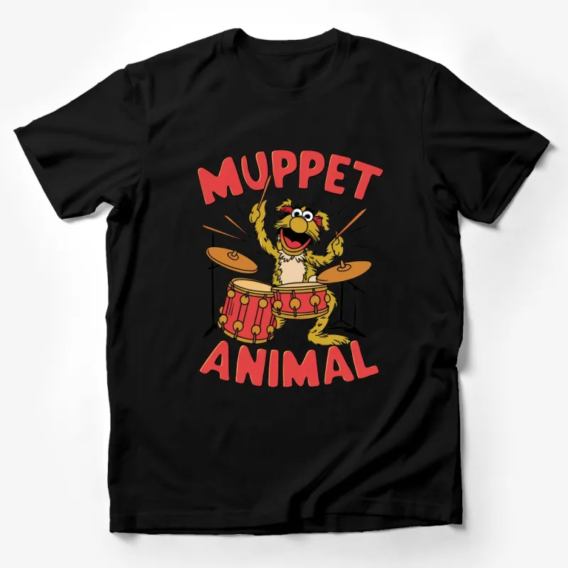 Muppet Animal Drummer T-Shirt, Vintage Cartoon Graphic Tee, Music Band Fan Apparel, Unisex Casual Shirt Male T-Shirt