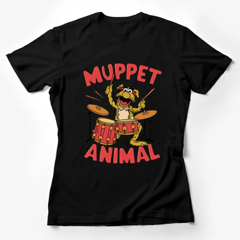 Muppet Animal Drummer T-Shirt, Vintage Cartoon Graphic Tee, Music Band Fan Apparel, Unisex Casual Shirt Female T-Shirt