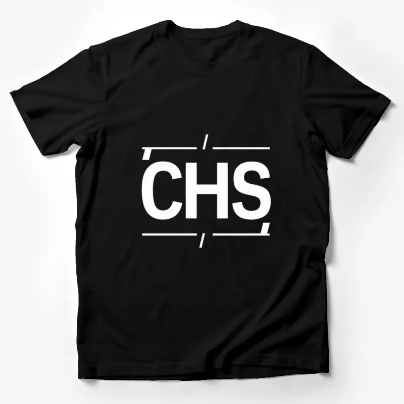 Minimalist CHS Letters Graphic T-Shirt, Modern Simple Monochrome Design, Unisex Black and White Tee Male T-Shirt