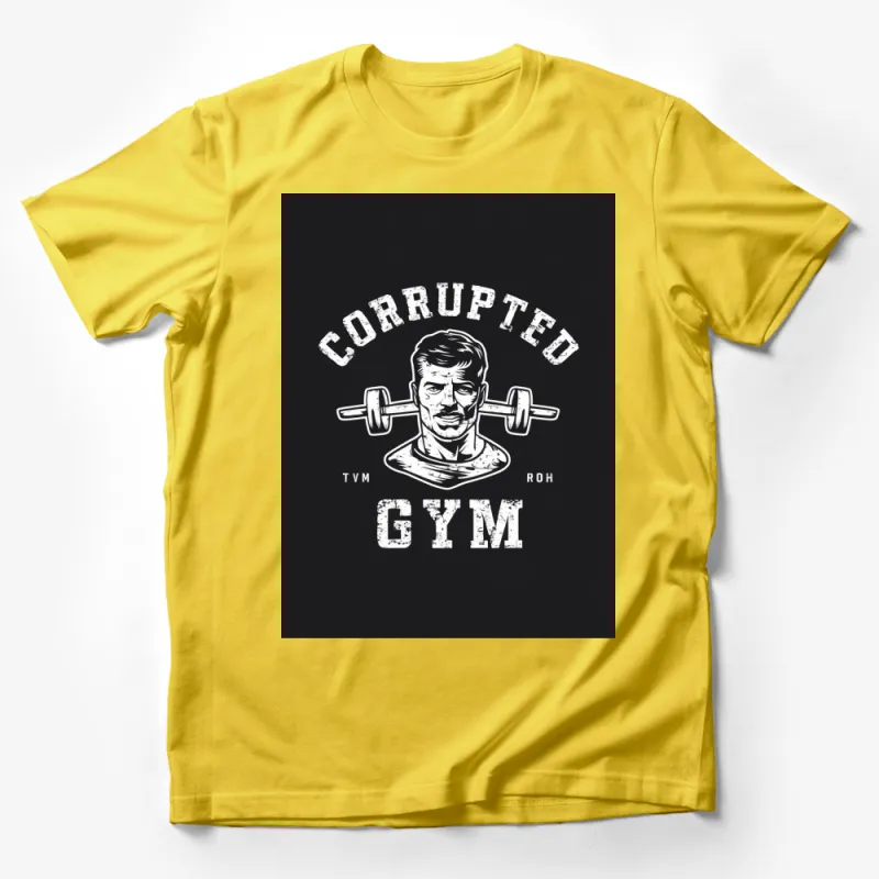 Corrupted Gym Vintage Barbell Design T-Shirt, Classic Weightlifting Graphic Tee, Men's Fitness Apparel Male T-Shirt