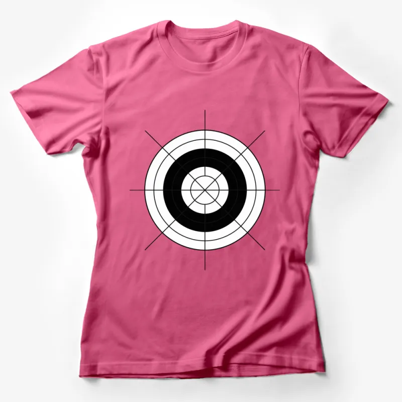 Black and White Target Graphic T-Shirt, Unisex Modern Minimalist Tee, Casual Streetwear Top Female T-Shirt