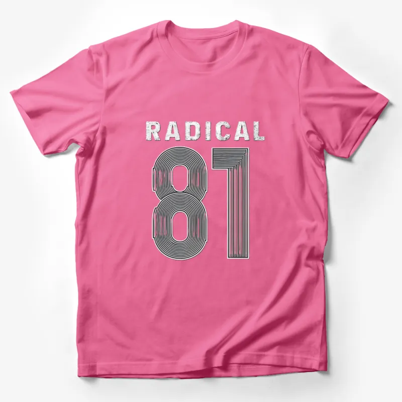 Trendy Radical 81 Graphic T-Shirt, Stylish Monochrome Urban Tee, Unisex Male T-Shirt