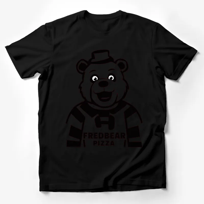 Fredbear Pizza Bear Graphic T-Shirt, Black and White Cartoon Animal Tee, Unique Kids and Adult Sizes Male T-Shirt