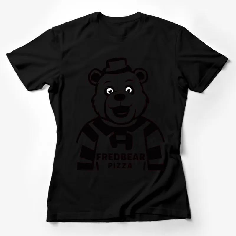 Fredbear Pizza Bear Graphic T-Shirt, Black and White Cartoon Animal Tee, Unique Kids and Adult Sizes Female T-Shirt