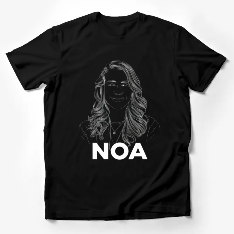 Noa Line Art T-Shirt, Minimalist Face Drawing Tee, Stylish Modern Portrait Shirt, Women's Fashion Top Male T-Shirt