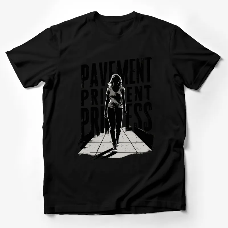 Pavement Princess Urban Style T-Shirt, Black and White Graphic Tee, Trendy Women's Fashion Top Male T-Shirt