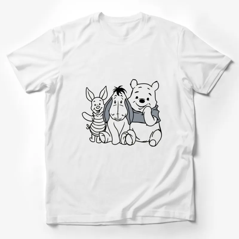 Classic Children's Cartoon Friends T-Shirt, Piglet, Eeyore, Winnie Design, Unisex Kids Tee Male T-Shirt