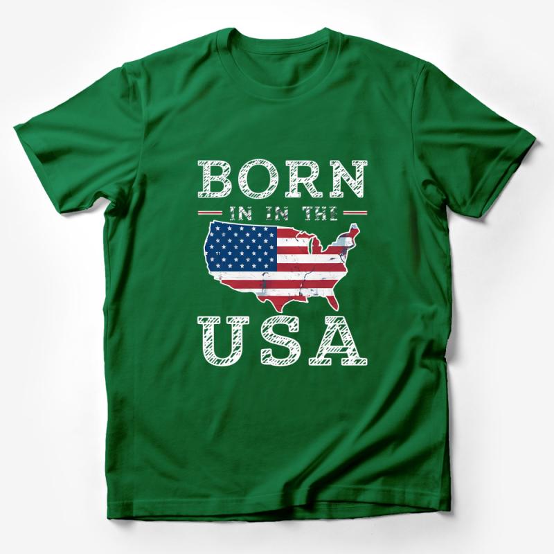 Patriotic Born in the USA T-Shirt, American Flag Map, Distressed Style, Unisex Tee, Fourth of July, Gift for Veteran Male T-Shirt