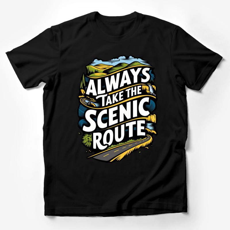 Scenic Route Graphic T-Shirt, Travel Adventure Tee, Nature Lover Shirt, Outdoor Enthusiast, Road Trip Casual Wear,Unisex Cotton Top Male T-Shirt