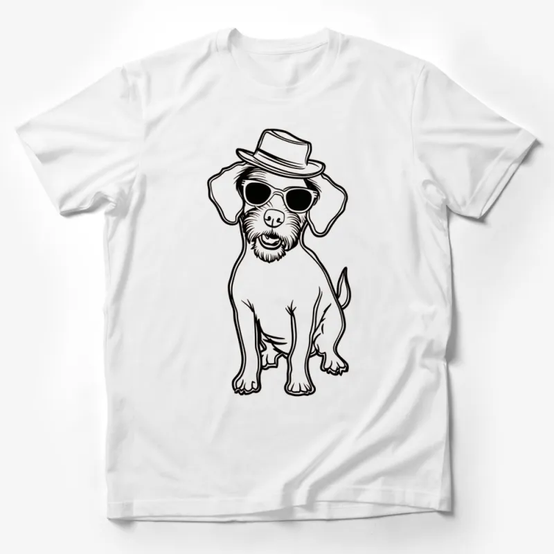 Cool Dog with Sunglasses and Hat T-Shirt, Cute Puppy Graphic Tee, Unique Pet Lover Gift, Unisex Fashion Shirt Male T-Shirt