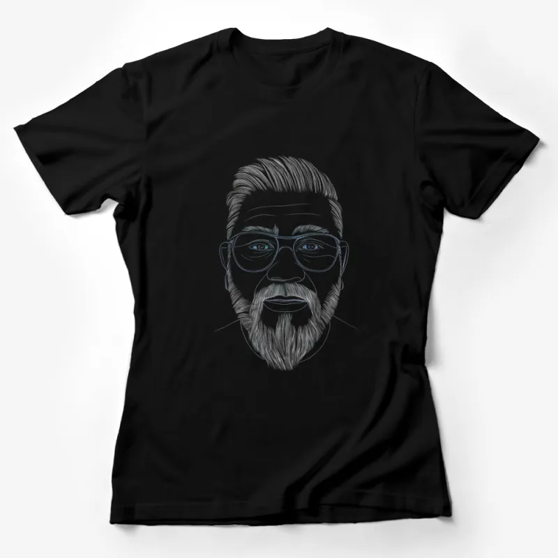 Bearded Man Sketch T-Shirt, Unique White Line Art Portrait, Casual Stylish Fashion Top, Artistic Men's Tee Design Female T-Shirt