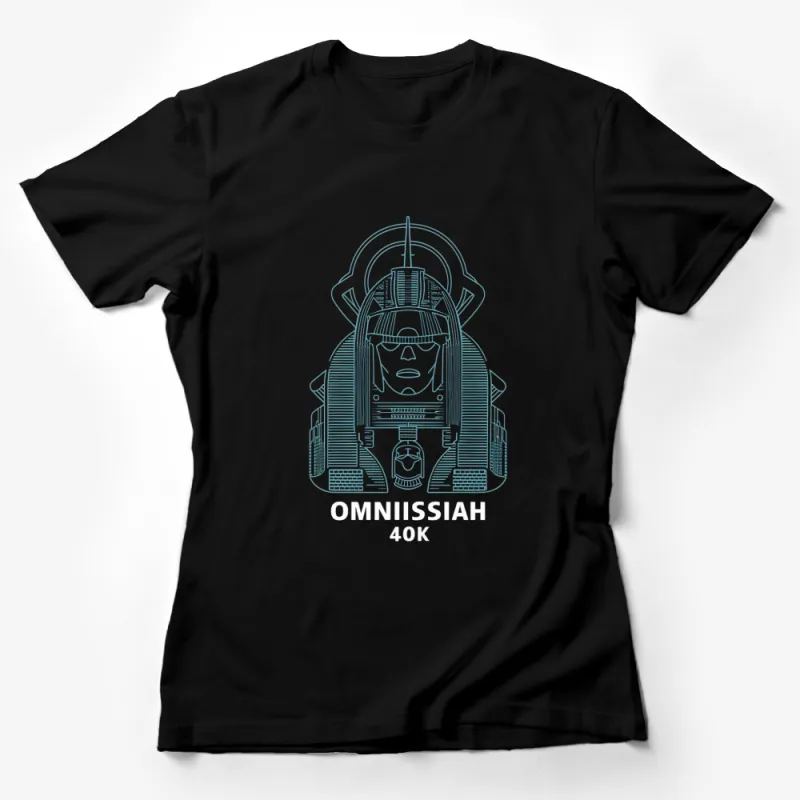 Omnisiah 40K Cyber Gothic Mech Graphic T-Shirt, Futuristic Robot Tee, Sci-Fi Apparel, Unique Design Casual Wear Female T-Shirt