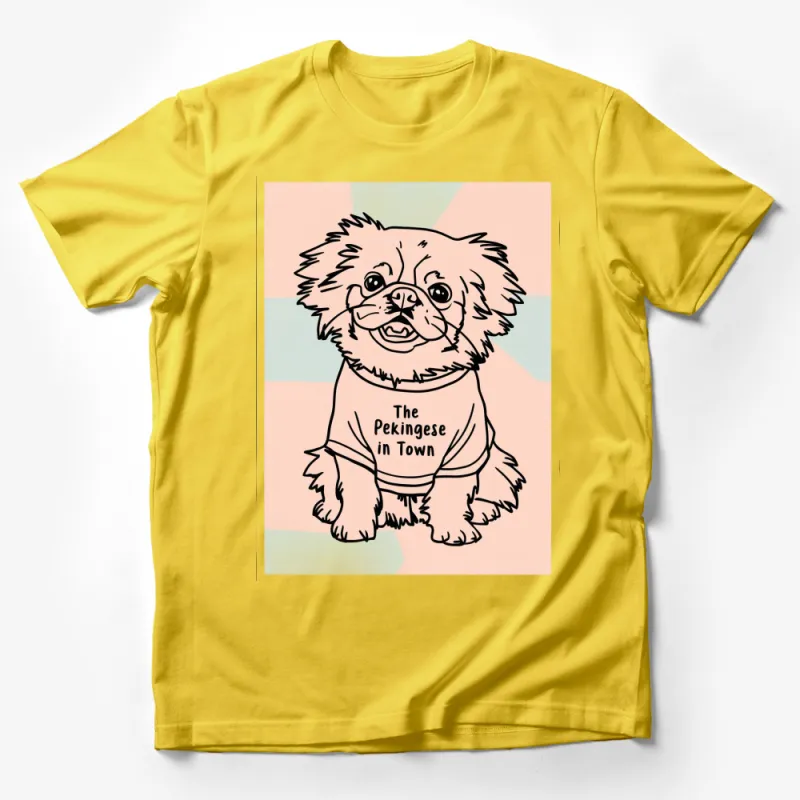 Pekingese Dog T-Shirt, Cute Pekingese in Town Print, Quirky Pet Lover Gift, Modern Style Graphic Tee, Unique Dog Apparel Male T-Shirt