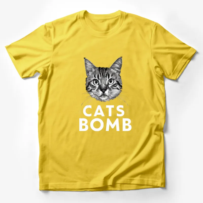 Cool Cat Face Cats Bomb Graphic T-Shirt, Black Cat Lover Tee, Unisex Fashionable Casual Shirt Top Male T-Shirt