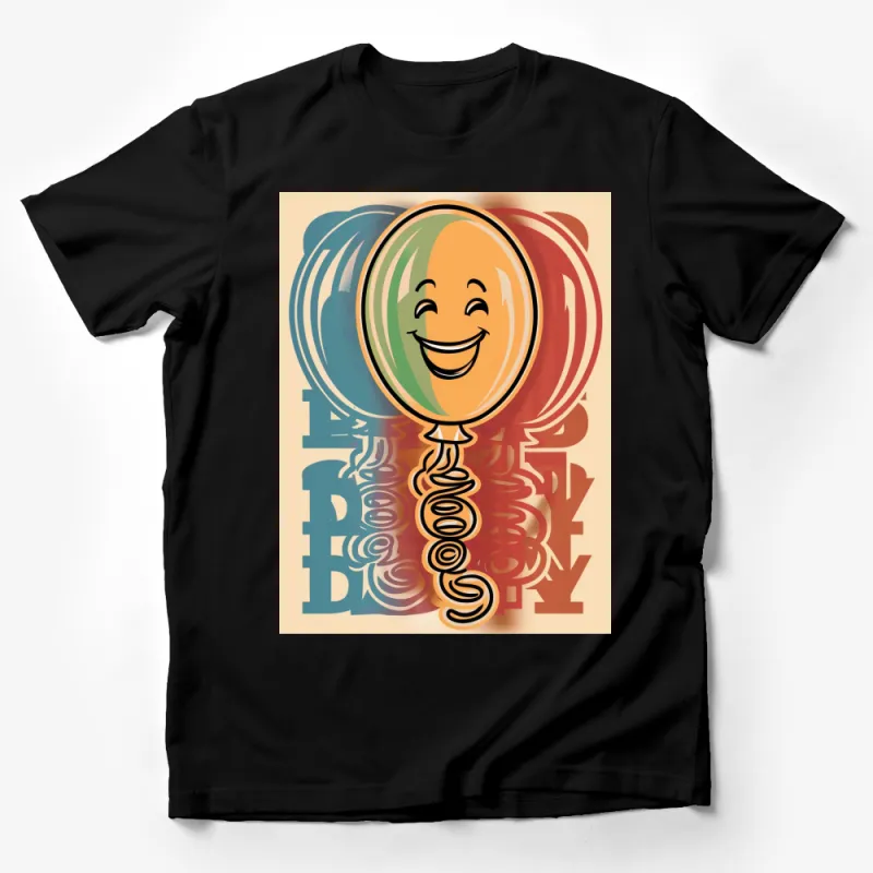 Colorful Smiling Balloon Graphic T-Shirt, Retro Style Balloon Tee, Happy Vibrant Casual Wear for All Ages Male T-Shirt