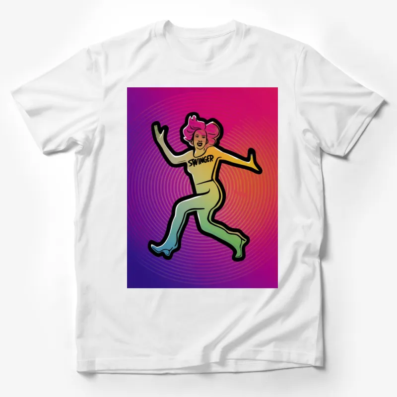 Retro Swinger Dance T-Shirt, Vintage Bold Graphic Tee, Colorful Dancer Shirt, 70s Dance Party Top Male T-Shirt