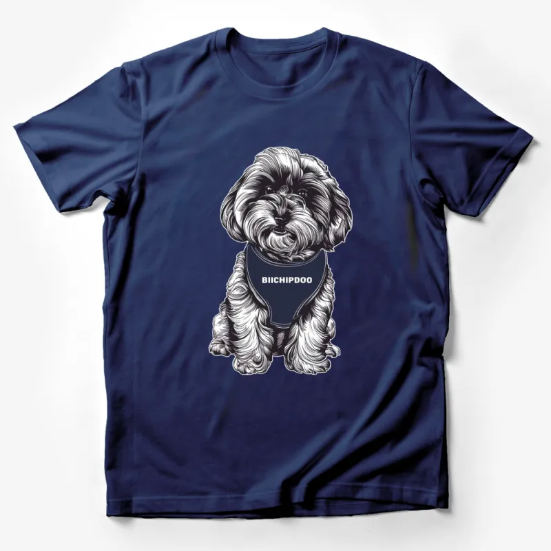 Cute Shaggy Dog T-Shirt, Adorable Pet Illustration, Unique Animal Graphic Tee, Unisex Male T-Shirt