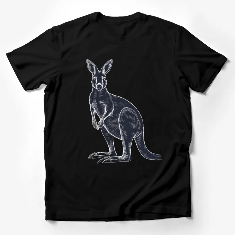 Vintage Kangaroo Print T-Shirt, Classic Australian Animal Graphic Tee, Unique Wildlife Illustration Shirt Male T-Shirt