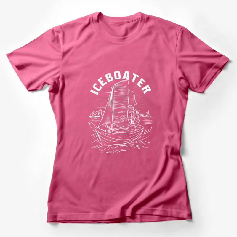 Iceboater Sailboat Graphic T-Shirt, Nautical Theme Shirt, Vintage Style Sailing Tee, Casual Maritime Fashion Female T-Shirt