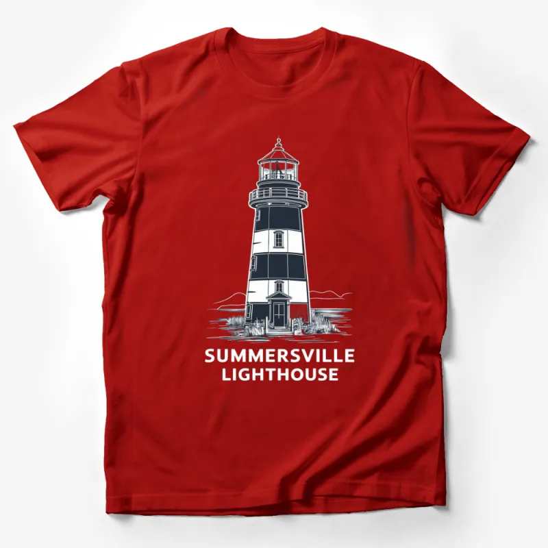 Nautical Lighthouse T-Shirt, Summersville Lighthouse Graphic Tee, Coastal Beach Style, Unisex Apparel, Gift for Sailor Male T-Shirt