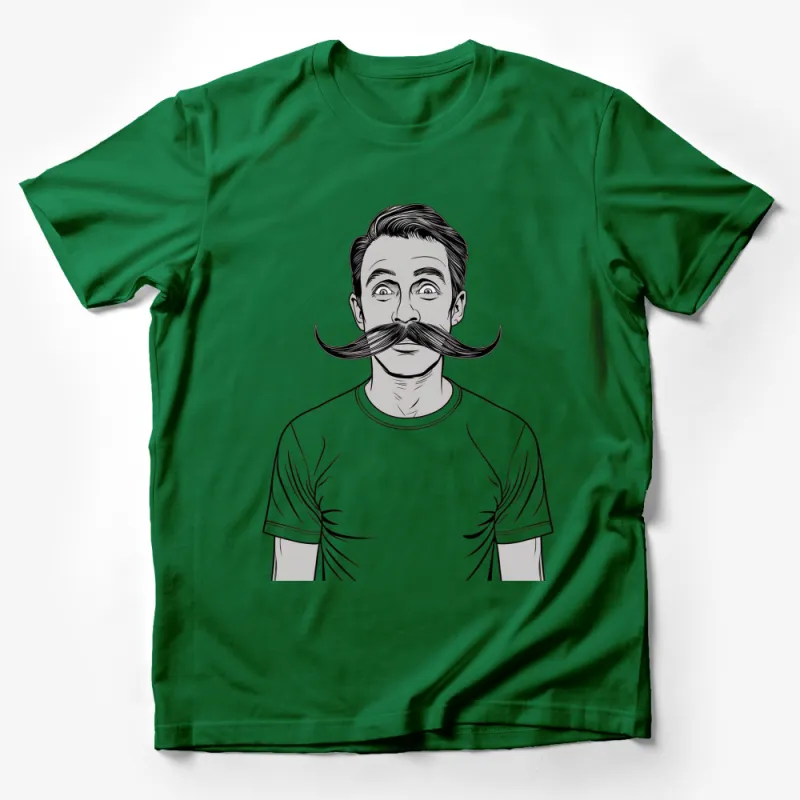 Vintage Style Mustachioed Man Graphic T-Shirt, Retro Inspired Monochrome Tee, Unique Gift Idea Male T-Shirt